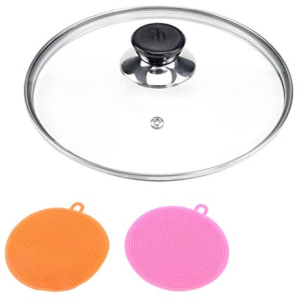 MY MIRONEY Universal Glass Lid for Pots, Clear Tempered Glass Round Lid Cover with Plastic Heat Resistant Handle for Frying Pan, Skillet, Cookware - 8 Inch Outer Diameter