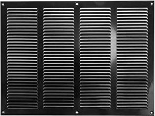 Copertura per sfiato dell'aria 40 x 30 cm, colore nero, griglia di ritorno in acciaio, per soffitto e parete laterale, HVAC, con schermo protettivo contro gli insetti (400 x 300 mm, nero)