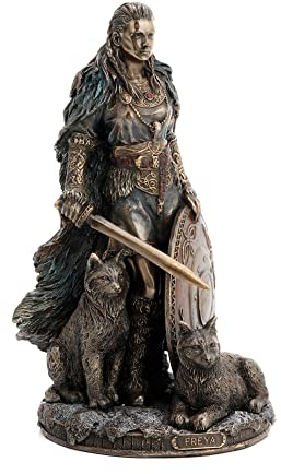 ORIGEN Freya Statue, Göttin der Schönheit, Liebe und Krieg, Finish Antic Line, H 22 cm