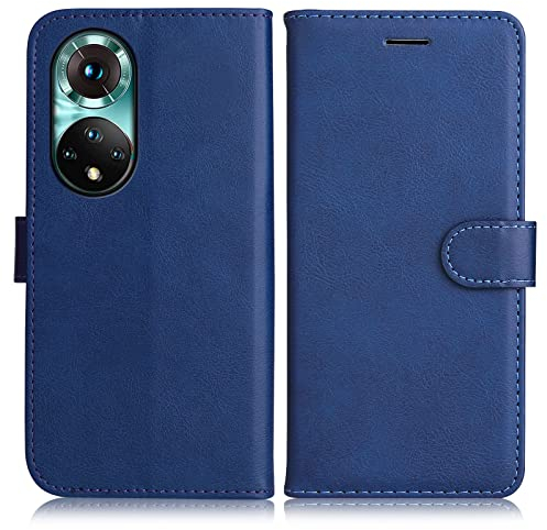 DENDICO Coque pour Huawei Honor 50 5G / Huawei Nova 9, PU en Cuir Coque Portefeuille Étui Housse, Design Classique TPU Coque pour Huawei Honor 50 5G / Huawei Nova 9, Bleu Marin