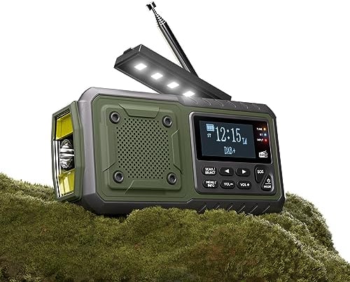Acta Berg Kurbelradio DAB+/UKW | Notfallradio mit Kurbel & 5000 mAh Akku | Solar Radio mit Wecker | Handkurbel Blackout Notfallausrüstung | Als Taschenlampe & Ladegerät | SOS