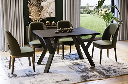Endo-Moebel Esstisch Pier 130cm - 210cm erweiterbar | Moderner Küchentisch mit stabilem Metallgestell | Rechteckiger Esszimmertisch für Küche oder Esszimmer (Beton Dunkel)