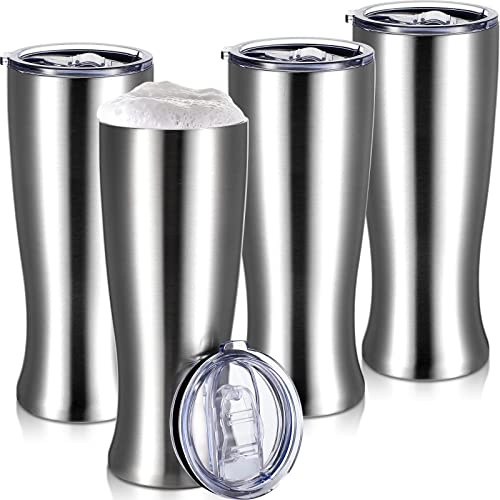 Geetery 4 Stück Edelstahl Bierbecher für Männer, 20 oz (591 ml) doppelwandiger Bierbecher Isolierter Bierbecher Vakuum Bierbecher Geschenke für Weihnachten für Kaffee, heiße oder kalte Getränke Reisen