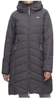 Ragwear DIZZIE COAT Damen Frauen Mantel,Parka,Steppmantel,lange Jacke,Stehkragen,wasserdicht,Grau,L