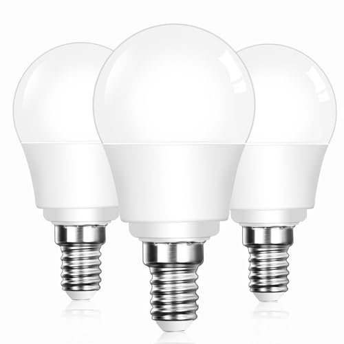 Caldarax E14 LED Light Bulb, 5W Small Edison Screw Bulb 40W Equivalent, 450LM Cool White/Natural White 4000K G45 Golf Ball Bulbs Energy Saving E14 SES Bulb, Non-Dimmable, 3 Pack