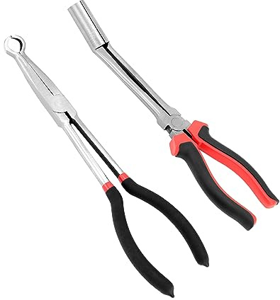 QWORK Car Spark Plug Wire Removal Pliers Tool, Sleeve Type Spark Plug Puller + Round Spark Plug Pliers, QS30577