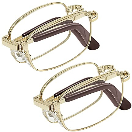 EFE Folding Reading Glasses for Men 2-Pack Compact Fold Up Metal Frames Blue Light Bloking Reading Glasses For Women Multifocal Folding Reading Glasses with Case for Unisex