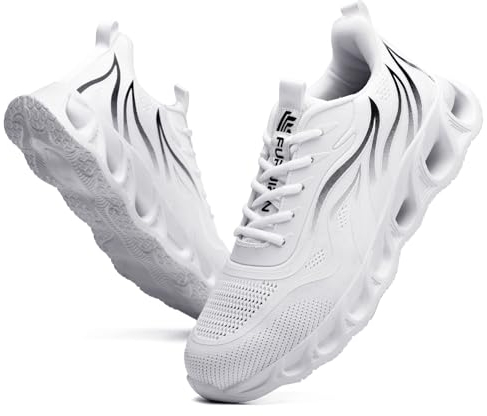 Furuian Stahlkappenschuhe für Damen und Herren, leicht, unzerstörbar, Sicherheits-Arbeitsschuhe, bequeme Stahlkappe, Sneaker, pannensicher, Arbeitssneaker, Weiss/opulenter Garten, 6 Women/4.5 Men