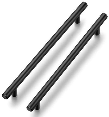 Ravinte 10 Stück Schwarz Möbelgriffe T Bar Griffe für Küchenschränke 192mm Lochzentrum Schrankgriffe Griffe Rostfreier Edelstahl Möbel Türgriffe