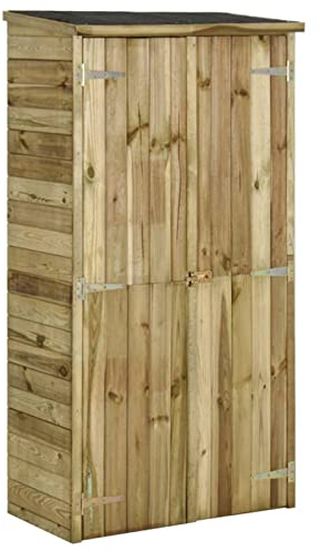 Gecheer Geräteschuppen Gartenschrank Werkzeugschrank Gartenbox Holz Gerätehaus Gartenhaus Geräteschuppen Geräteschrank Holzhütte Holzhaus Lagerschuppen für Garten Kiefernholz 85×48×177 cm