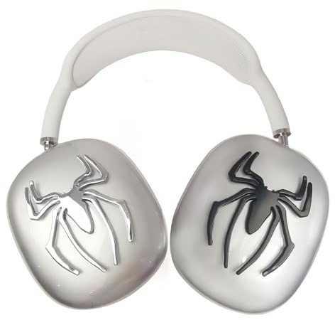 MORWLAT Schutzhülle für AirPods Max, Metallspinne, transparent, cool, weiche Hüllen für Damen und Herren, Zubehör, Schutzhülle für Apple AirPods Max (Schwarz und Silber)