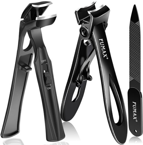 Nagelknipser für Senioren Dicke Nägel mit breitem Kiefer & Langem Griff, Winkelkopf Nagelknipser Fußnägel mit Auffangbehälter, Nagelzwicker Groß Nail clipper Geschenk für Männer und Frauen Schwarz