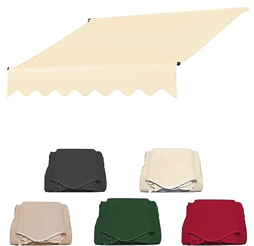 Manuelle Markise, Ersatzstoff, einziehbar, für Außenbereich, Gartenmarkise, Ersatzstoff, Sonnenschutz, Unterstand für Hof, Deck, Balkon, 4 m