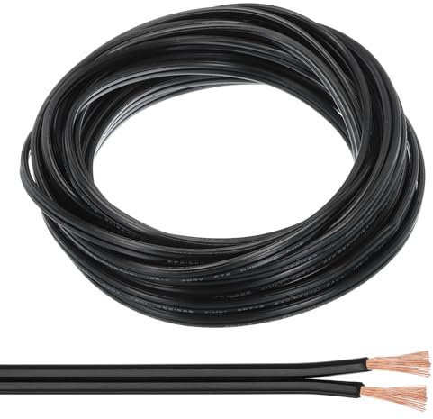 PATIKIL 33Ft 18/2 PVC Covered Wire, 300V SPT-2 Lamp Cord Insulated Heat Resistant Electronical Flexible Cable for LED Lamp Wire Audio Cable Speaker, Black, UL Listed