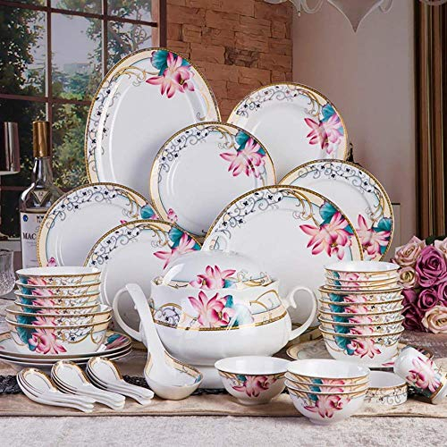 YhOuuA 50-teiliges Geschirr-Set aus elfenbeinweißem Porzellan, Geschirr-Set aus Muscheln/Dessertteller/Suppenteller/Speiseteller/Speiseteller-Set/Suppenteller