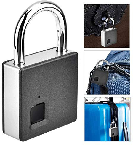 ZHCHAO Fingerabdruck-Lock, Fingerabdruck-Chip, Vorhängeschloss mit biometrischem Schlüssel, Metall, wasserdicht, geeignet für Haustür, Fitnessstudio, Sport