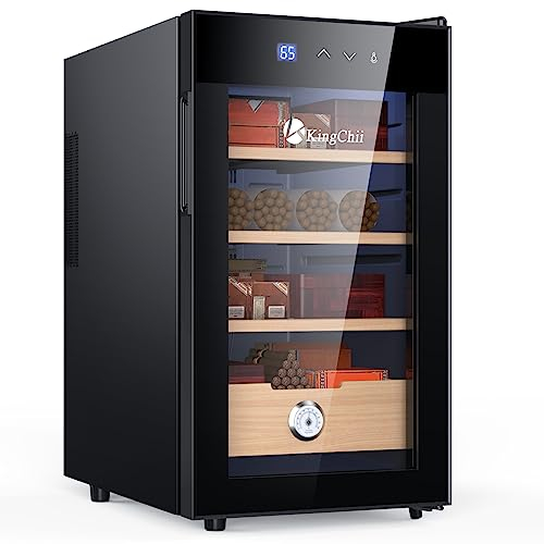 KingChii 48L Vertikal Elektrischer Zigarren-Humidor, Kühlkontrollsystem, Elektronischer Kühler-Humidor-Schrank mit Regalen aus Spanischer Zeder und Hygrometer…