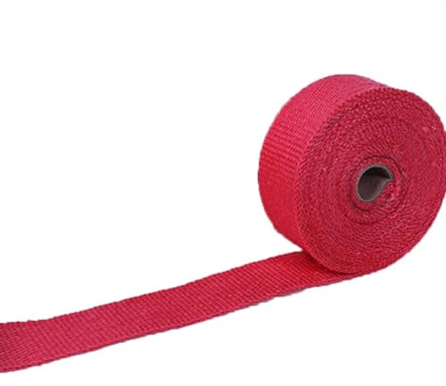 Calor Thermoband für Motorrad, Auspuffband für Motorrad, thermische Umwicklung, 1,5 m, für Hitzeschutzband aus Glasfaser für Motorrad (Farbe: Rot)