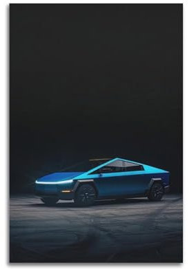 GEAD Luxus-Auto-Poster, Motiv: blauer Cybertruck, Sportwagen, dekoratives Gemälde, Leinwand, Kunstbild, 30 x 45 cm