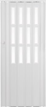 Standom Falttür Höhe 203 cm Einbaubreite bis 130 cm Schiebetür Weiß mit Schloss, Schlüssel, Fenster, Doppelwandprofil 1,2 cm, Neu