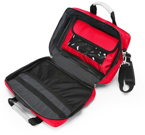 Erste Hilfe Kit Leer Notfall Kits -Wear Resisting Verstellbare Riemen Erste Hilfe Tasche Reflektierende Streifen Medical Kit für Haus, Gemeinde, Auto, Wandern, Arbeitsplatz & Outdoor Rot 24*13*33cm