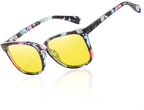 TJUTR NachtfahrtBrille für Frauen Polarisiert Nachtbrille zum Autofahren Gelb Nachtsichtbrille reduzieren Scheinwerfer Blendung Nachtfahrt Brille