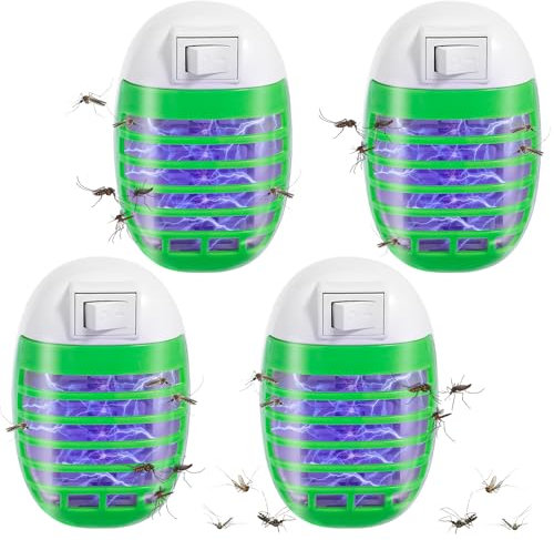 4 Pièces Anti Moustiques Electrique, Lampe UV Anti Moustique, Prise Anti Moustique, Anti-Moustique Intérieur, Attrape pour Mouches, Moustiques, Mites, Moustique Tueur Lampe pour Cuisine, Chambre