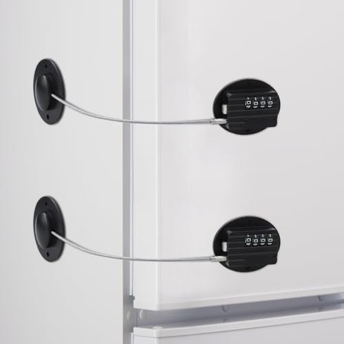 Fridge Lock No Drilling, 2 Pack Adhesive Cupboard Locks with Digital Password, Child Proofing Freezer Locks Children Safety Cabinet Lock for Refrigerators, Washing Machines, Cupboards, Windows