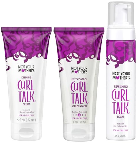 Not Your Mother's Curl Talk Frizz Control Sculpting Gel, Defining Cream, and Refreshing Curl Foam (3-Pack) - 6 and 8 fl oz - Formulated with Rice Curl Complex - For All Curly Hair Types