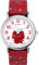 Timex Peanuts Damen-Armbanduhr, 38 mm, rotes Stoff-Durchzugsarmband, weißes Ziffernblatt, silberfarbenes Gehäuse TW2W80800
