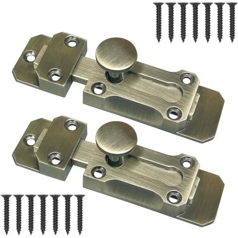 2 Pcs Door Latch 3inch Retro Slide Door Bolts for Internal Door Stylish and Durable Bolt Lock for Bathroom Bedroom Doors Cupboards & Storage Units (Bronze Tone)