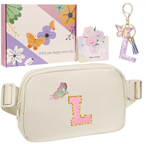 ONETOALL Geschenke für Mädchen 10 11 12 Jahre, Bauchtasche Kinder mit Buchstaben, Verstellbare Sling Bag Damen, Teenager Personalisierte Geschenkidee für Geburtstag Kindertag