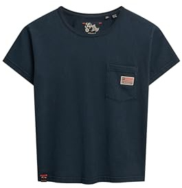 Superdry, T.Shirt Athletic Essential Pocket tee, W1011652A, Eclipse Navy, 14, Woman, Child