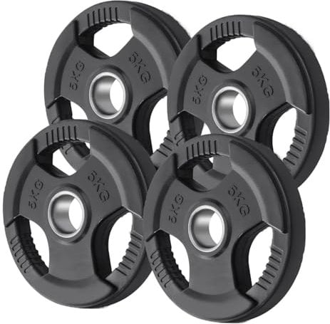 KK Weight Plates Cast Iron Barbell Weight Set – 2’’ Hole Weight Plate Set For Women & Men - Non- Slip, Durable & Long-Lasting Olympic Weight Plates (4 x 5kg = 20kg)