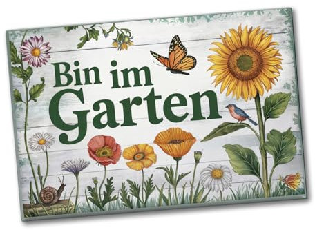 Bin im Garten Souvenir Souvenir Magnet mit Blumen für Gartenliebhaber - lustiger Souvenir Magnet Spruch