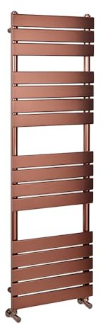 MILANO Brushed Copper Flat Panel Heated Towel Rail 1600 x 500mm | Steel Construction. Generous Heat Output. Contemporary Style. Flat Panel Design. Central Heating Operation.
