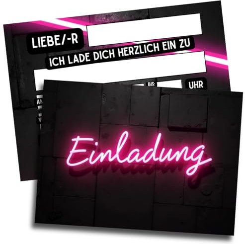 ZETTMANN® Einladungskarten Geburtstag I 10er Set I Einladungskarten Mädchen für Neon Einladungskarten Kindergeburtstag Mädchen I hochwertige Party Geburtstagseinladungen in Pink (Neon Party)
