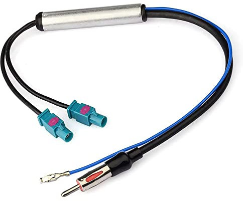 Autoradio Antennaadapter Doppel Fakra auf DIN Stecker Cavo 35cm con Amplificatore Segnale Adattatore Antenna Auto dual Fakra Z a DIN per Ricevitore Autoradio, Unità Principale GPS Double Fakra