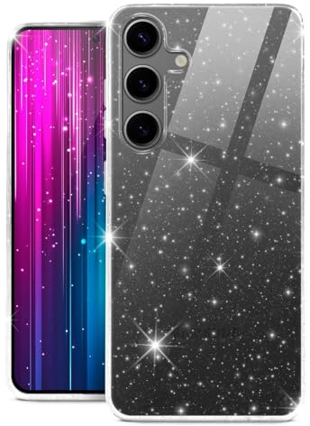 moex Sparky Case für Samsung Galaxy S24 Hülle mit Glitzer Effekt aus Silikon, durchsichtige Handyhülle dünn und weich, Schutzhülle transparent glitzernd Design Cover, Klar