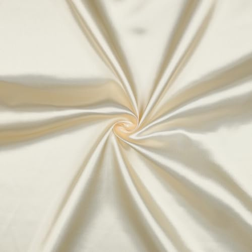 VmG-Store Satin Stoff 2m x 146cm Coupon Satinstoff Keine Meterware seidig Polyester zum Nähen glänzender Dekostoff für Kleidung Vorhänge Kostüme Damen Kleid Rock (023 Beige)