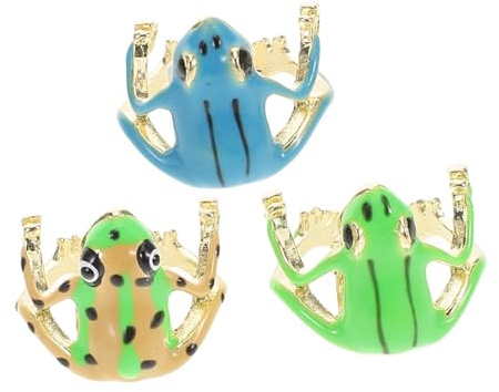 Garneck Offene Froschringe im Einfachen Stil 3 Stück aus Zinklegierung Verstellbare Robuste Kleiner Froschringe für Täglichen Gebrauch und Zusammenkünfte