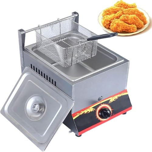Kommerzielle Fritteuse Edelstahl LPG Gas Einstellbare Flamme Easy-Clean System für Restaurants Catering
