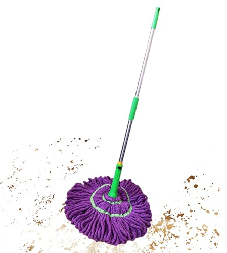 Mop Twist,Telescopic Mop with Wringer - Easy Wring Telescopic Cleaning Tool for Kitchen School Marble Concrete Hardwood Commercial Place Garage Restaurant Bathroom