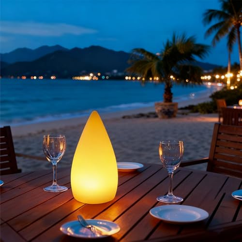 SCNNC LED Nachttischlampe Kabellos Dimmbar 16 RGB Farben und 4 Modi | IP65 LED Tischlampe USB Weiß mit Fernbedienung und USB-C Kabel, für Saunalampe Außen Restaurant 12x24CM
