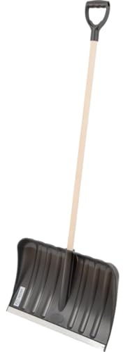 Pala da Neve in Plastica ABS con Manico in Legno e Impugnatura a D – Larghezza 41 cm – Leggera, Robusta e Antiruggine – Ideale per Marciapiedi, Cortili, Auto