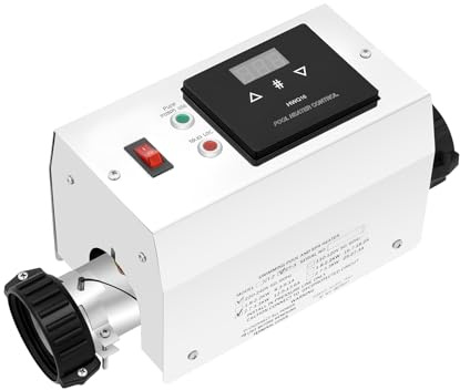 ZENGRICE Chauffage Électrique Piscine, Pompe à Chaleur en Acier Inoxydable, Échangeur Thermique avec Thermostat, Résistant à la Corrosion, pour Spa, aux hôtels, piscines privées
