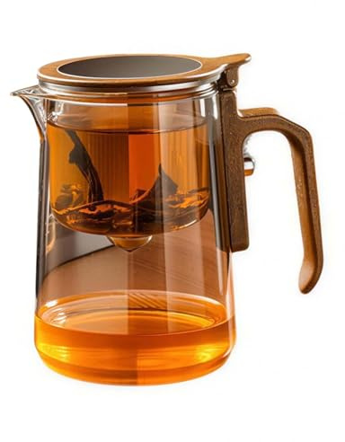 Magnetic Glass Teapot with Infuser, Borosilicate Glass Tea Pot, No-Rod Magnetic Water Control, 304 Stainless Steel Lid, Removable Tea Infuser for Loose Tea (800ml)