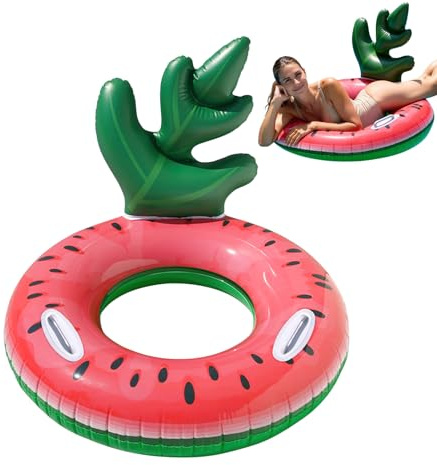 Joyance Salvagente gonfiabile per adulti, 94 cm, anguria | Salvagente in PVC con schienale, 2 maniglie e 2 camere d'aria, fino a 110 kg, per piscina, spiaggia e parco acquatico