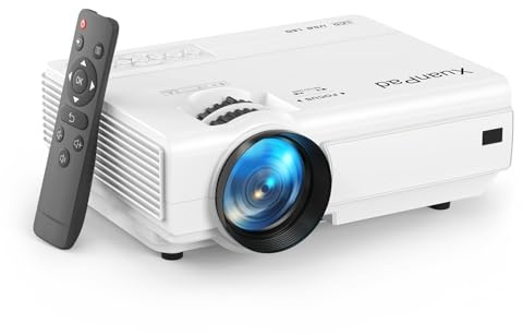 XuanPad Mini White Projector, 2026 Upgraded Hi-Fi Compact Stereo Systems, Portable Video Projector, Full HD 1080P, Compatible with TV Stick, HDMI, USB, Laptop, iPhone, Android Smartphone