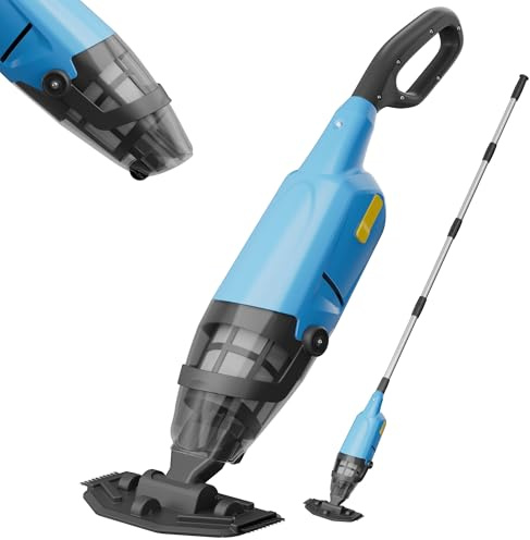 Aspirateur de piscine sans fil, avec autonomie jusqu'à 60 à 90 minutes, barre télescopique de 160 cm, nettoyeur de piscine avec 4 filtres, aspiration jusqu'à 4088 l/h, idéal pour piscines hors sol
